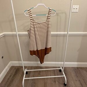 NWT Torrid Size 2 (18/20) Brown and Cream Tank Bodysuit